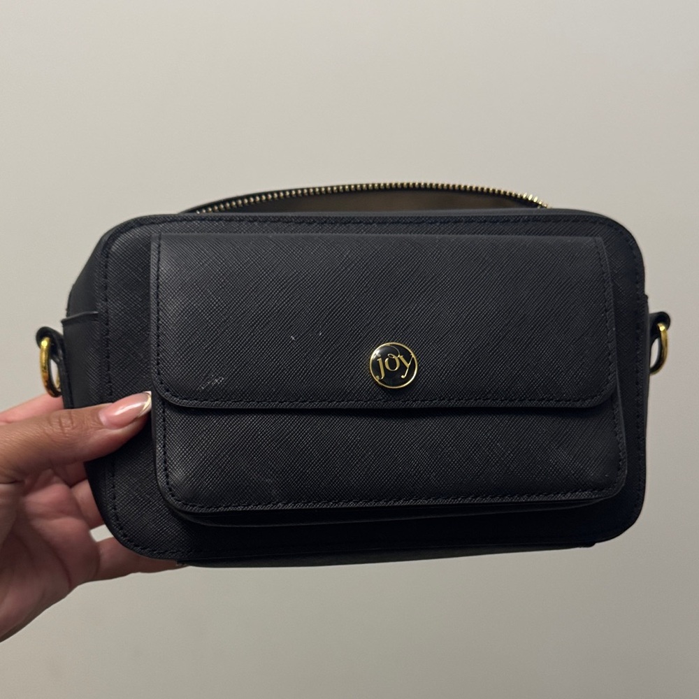 JoyLab Black Crossbody Bag with Gold Accents